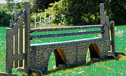 stone aqueduct horse jump with Dapple Equine durable horse jump cups